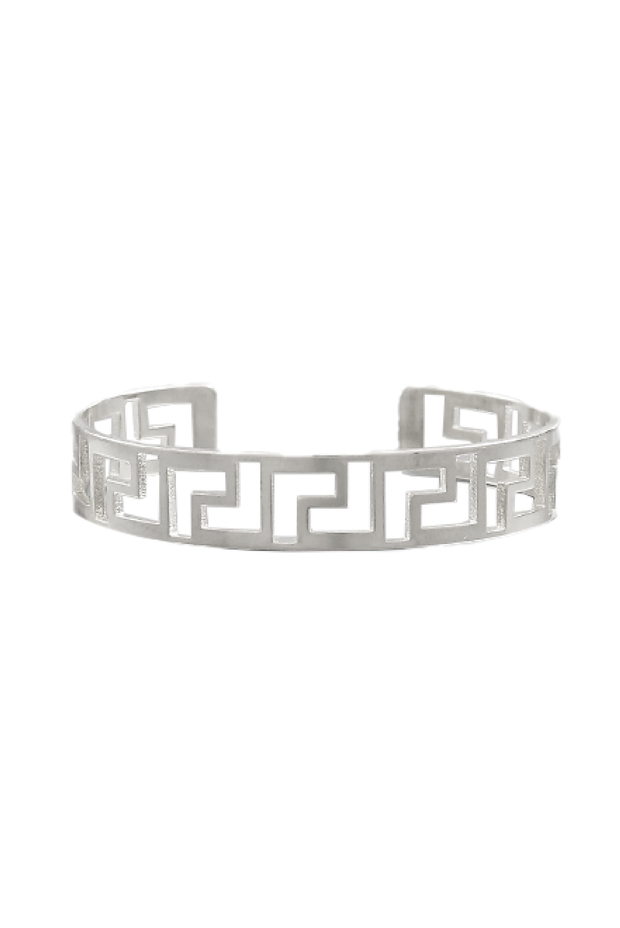 Selini Classic. Rhodium or Brass. Greek Inspired Cuff Bracelet. Adjustable Jewelry. 