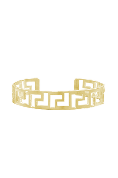 Selini Classic. Rhodium or Brass. Greek Inspired Cuff Bracelet. Adjustable Jewelry. 