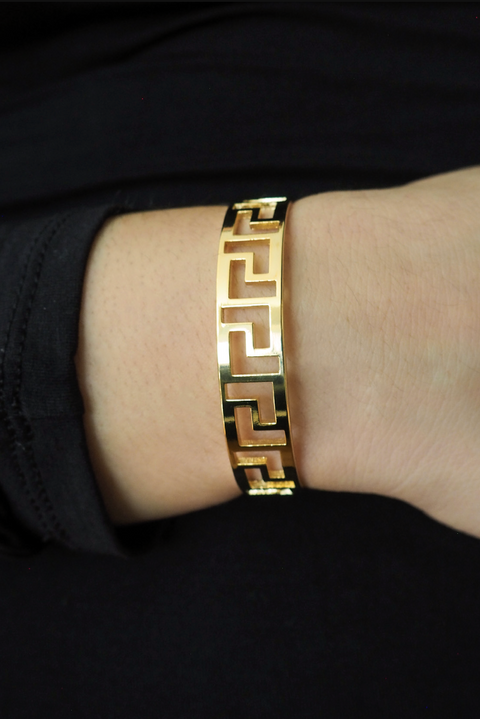 Selini Classic. Rhodium or Brass. Greek Inspired Cuff Bracelet. Adjustable Jewelry. 