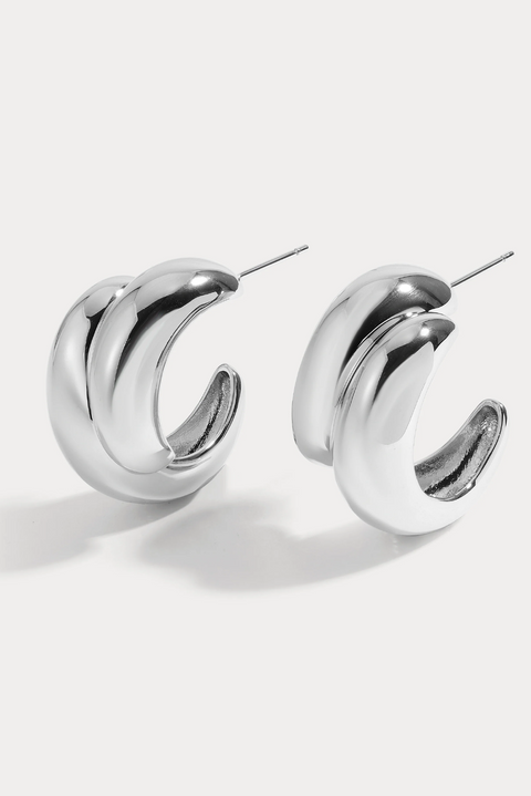 Classic Hoop Earrings. 14KT Gold Plated Brass. Rhodium Plated Brass. Staple Jewelry. 