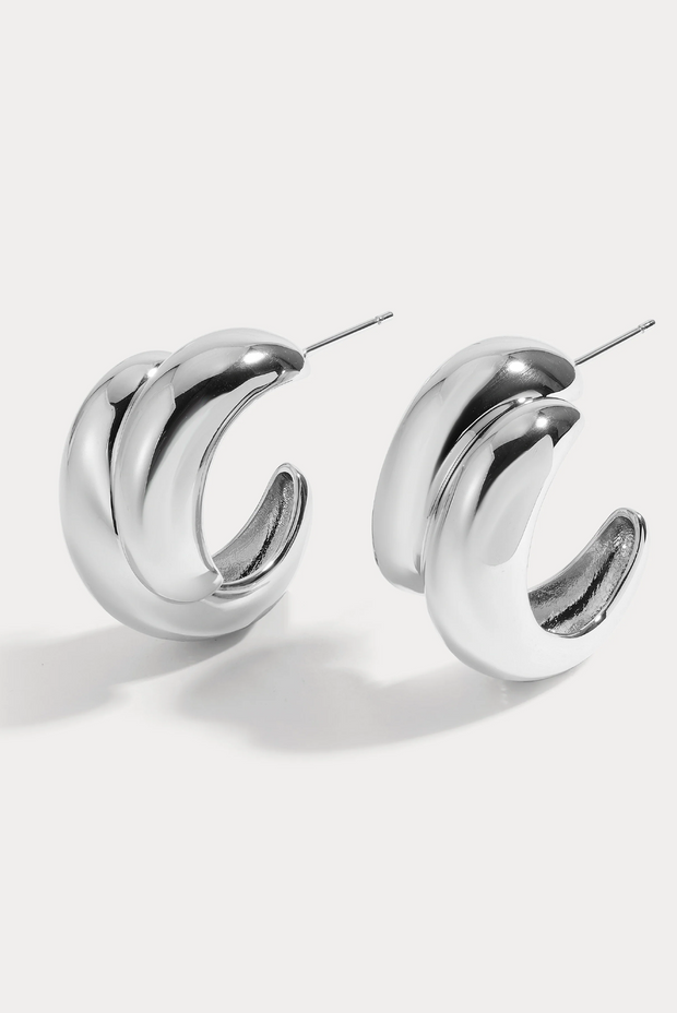 Classic Hoop Earrings. 14KT Gold Plated Brass. Rhodium Plated Brass. Staple Jewelry. 