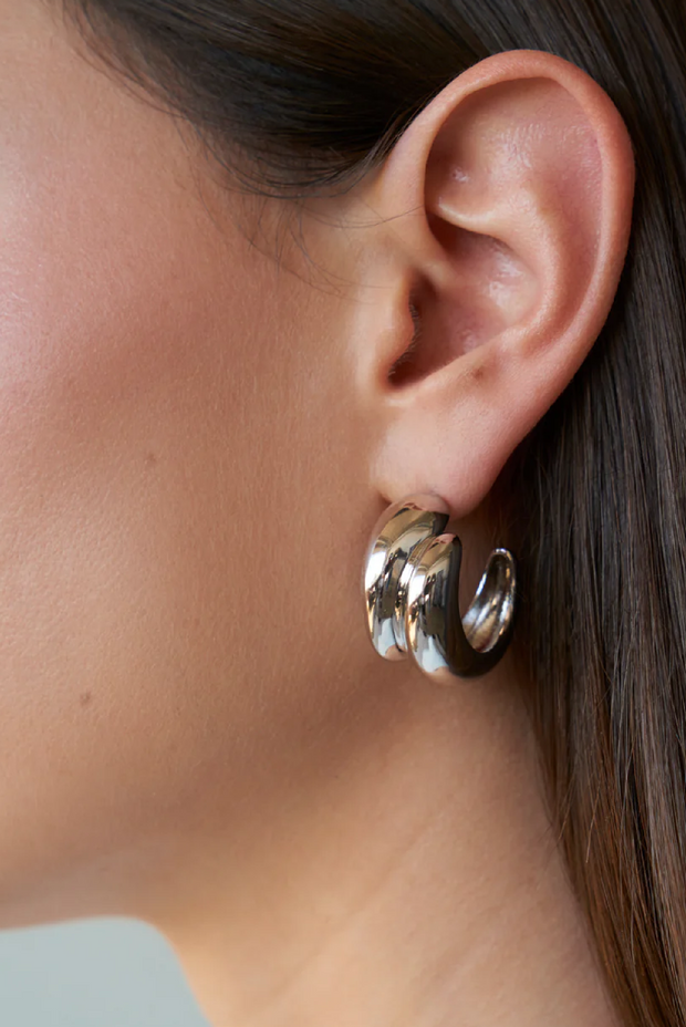 Classic Hoop Earrings. 14KT Gold Plated Brass. Rhodium Plated Brass. Staple Jewelry. 