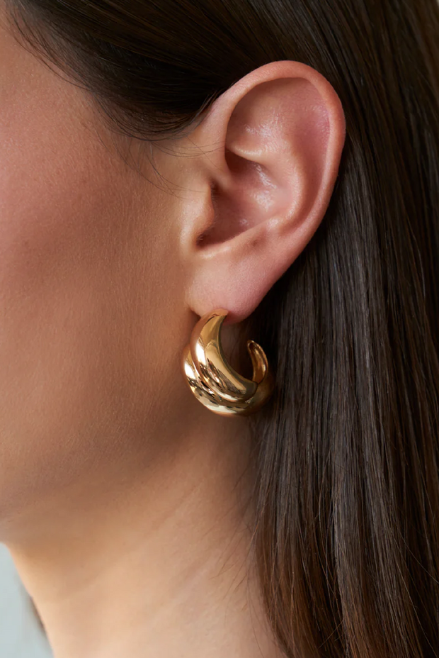 Classic Hoop Earrings. 14KT Gold Plated Brass. Rhodium Plated Brass. Staple Jewelry. 