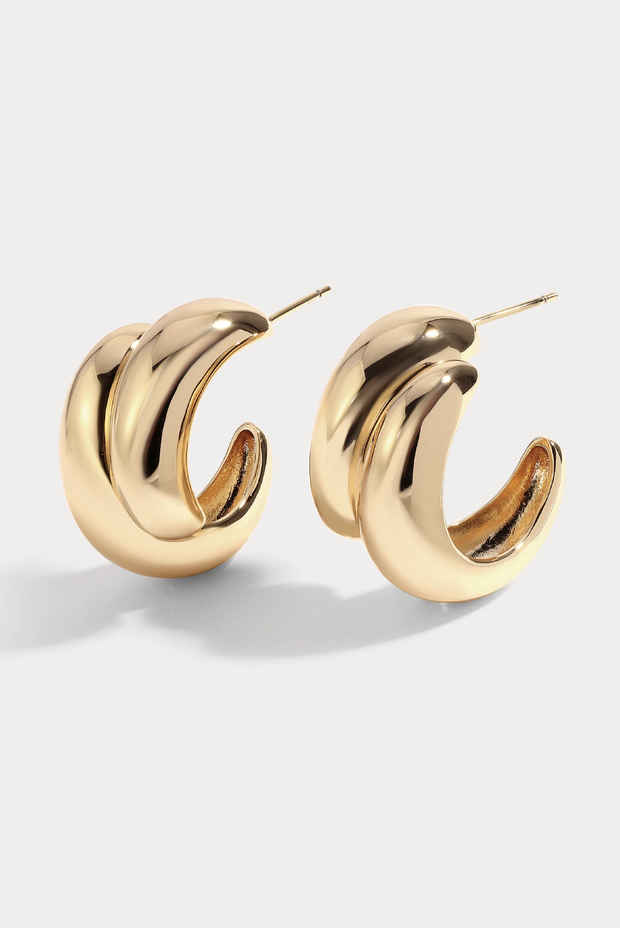 Classic Hoop Earrings. 14KT Gold Plated Brass. Rhodium Plated Brass. Staple Jewelry. 
