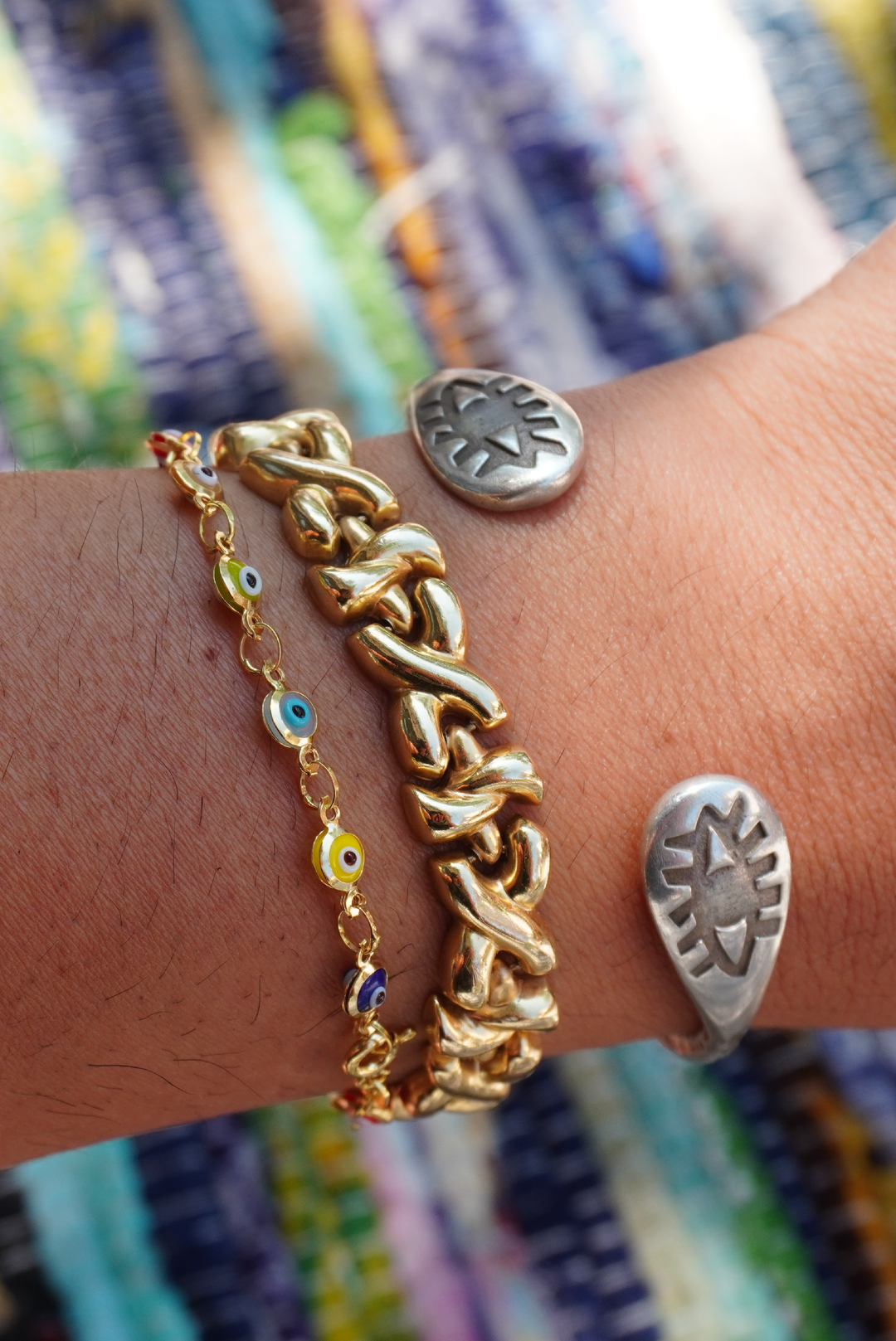 Mini All Eyes Bracelet. Selini. Bracelet stack. Made in Greece. Evil Eye. Gold Jewelry. 