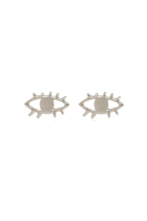 Made in Greece. Gold Plated Sterling Silver. Evil Eye Earrings. Stud Earrings. 