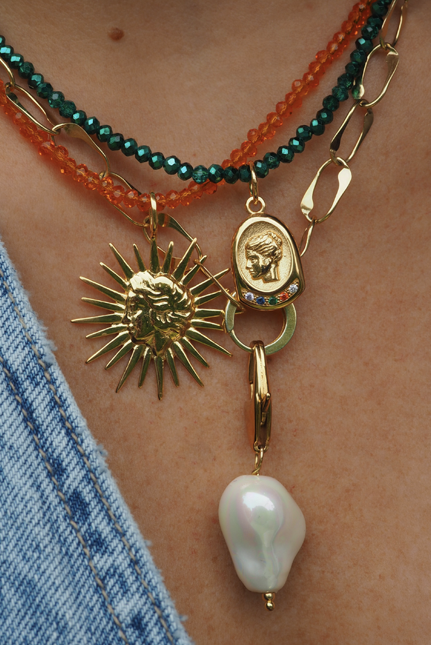 Made in Greece. Stainless Steel. Summer Go-To. Greek Inspired Pearl Charm. 