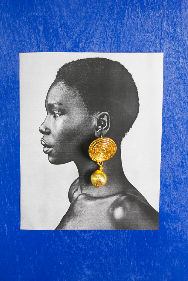 Made in Greece. Gold Statement Jewelry. Unique Earrings. Swirl Design with Dangle.