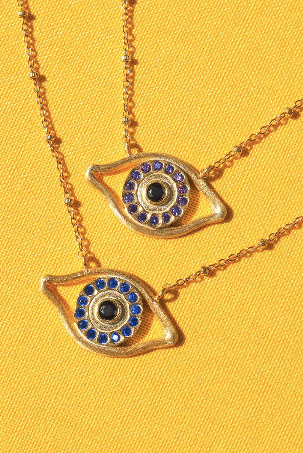 Made in Greece. Sterling Silver Plated in Gold. Evil Eye Necklace. Colorful Necklace.  