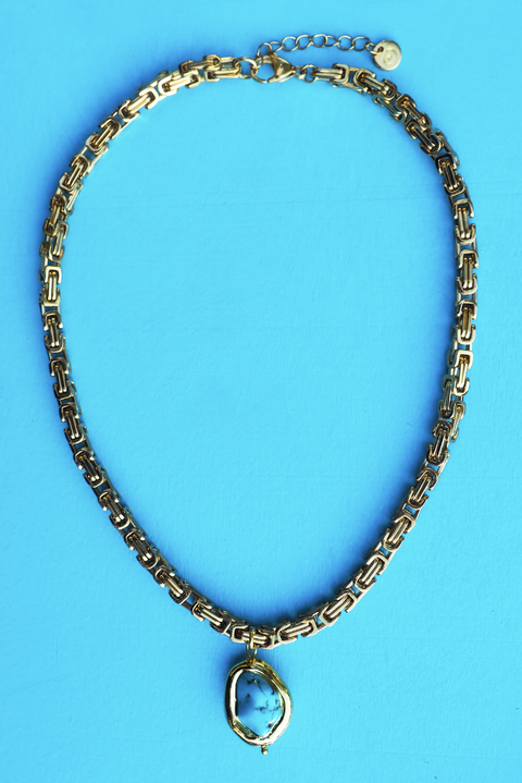 Made in Greece. 24K Plated Gold Brass. Chain Necklace. Statement Jewelry.  