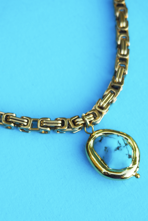 Made in Greece. 24K Plated Gold Brass. Chain Necklace. Statement Jewelry.  