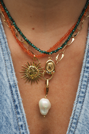 Made in Greece. Greek Inspired Jewelry. Sun Charm Necklace. Colorful Pieces. 