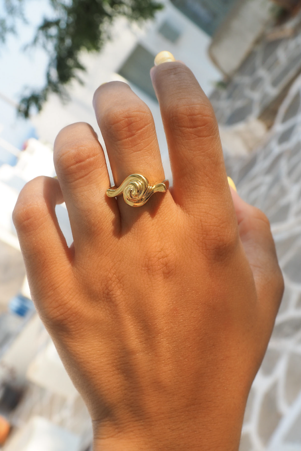 Made in Greece. Fine 925 Silver with 18k Gold Plating. Swirl Ring. Greek Jewelry. 