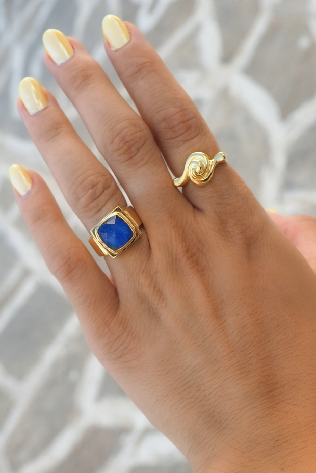Made in Greece. Fine 925 Silver with 18k Gold Plating. Swirl Ring. Greek Jewelry. 