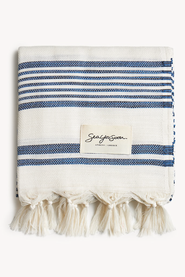 Made in Greece. 50% Cotton, 50% Tencel Fibers. Beach Towel. Greek Design.