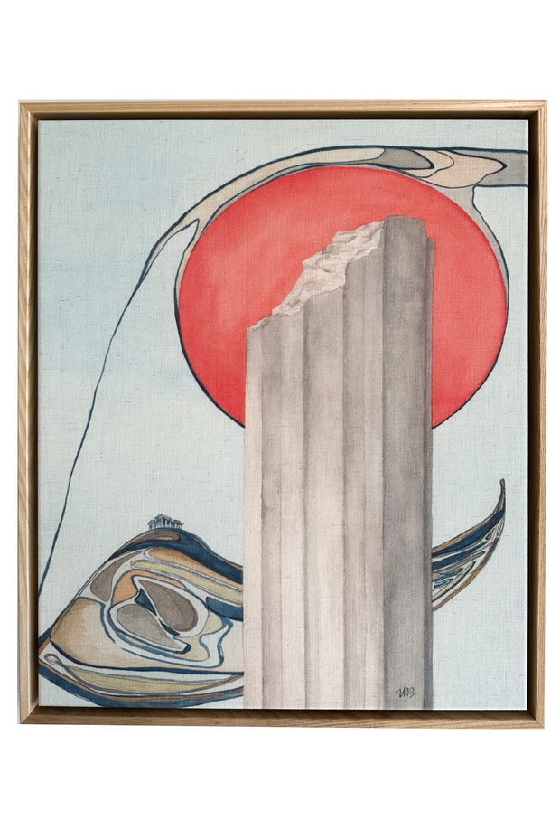 Greek Culture. Parthenon Painting. Abstract Art. Home Staple. 