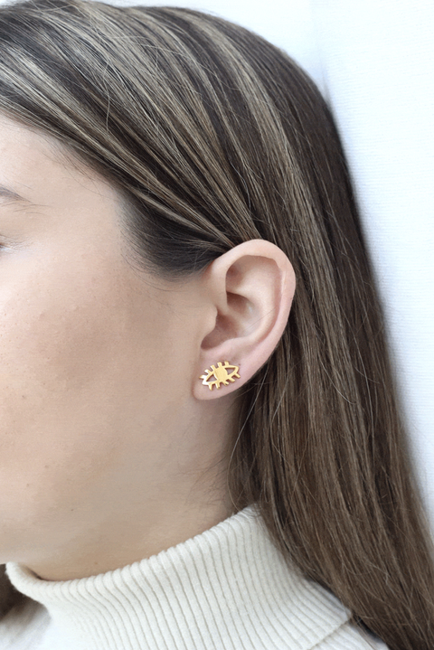 Made in Greece. Gold Plated Sterling Silver. Evil Eye. Greek Inspired Jewelry. 