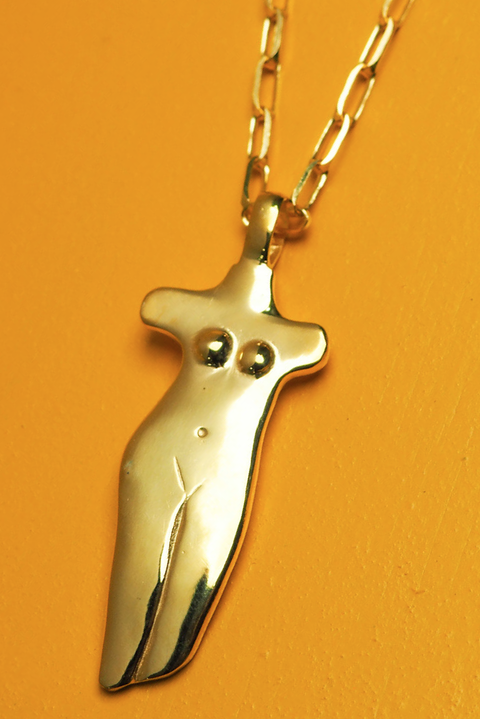 Made in Greece. 24K Gold Plating. Chain Necklace with Woman Design. Unique Jewelry. 