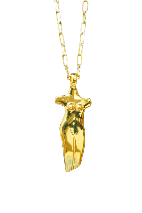 Made in Greece. 24K Gold Plating. Chain Necklace with Woman Design. Unique Jewelry. 