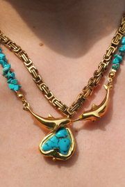 Made in Greece. 24K Gold Plated Brass Pendant. Statement Summer Necklace. Greek Jewelry.