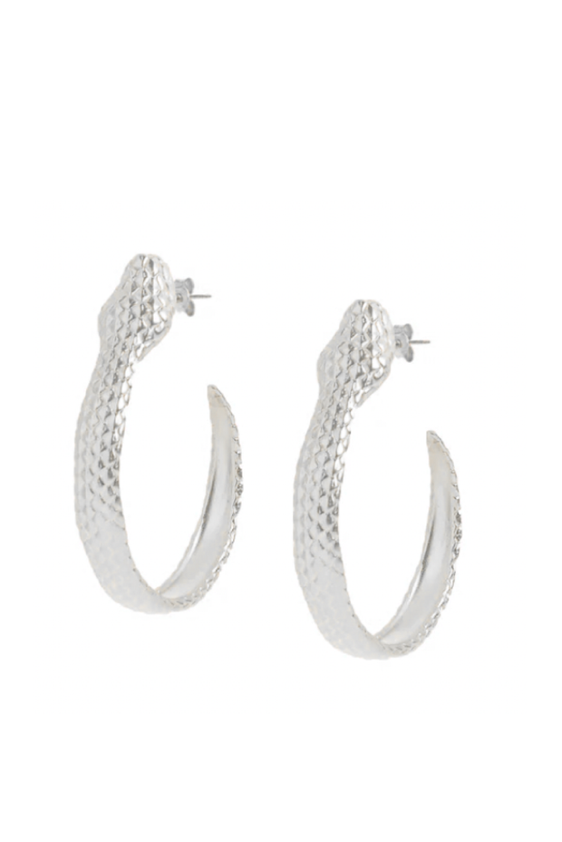 Chunky Python Hoops in Silver