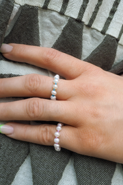 Knotted Pearl Ring in Turquoise
