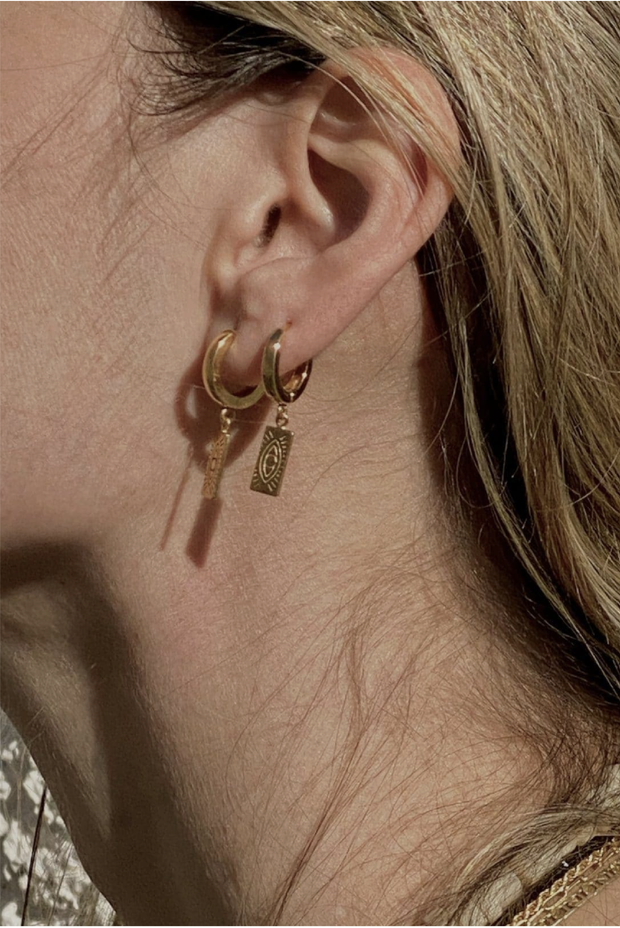 Made in Greece. Small Hoop Earrings. Evil Eye Earrings. Greek Design. 
