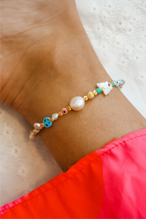 Made in Greece. Pearl Anklet. Colorful Anklet. Perfect Summer Staple. 
