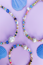 Made in Greece. Pearl Anklet. Colorful Anklet. Perfect Summer Staple. 