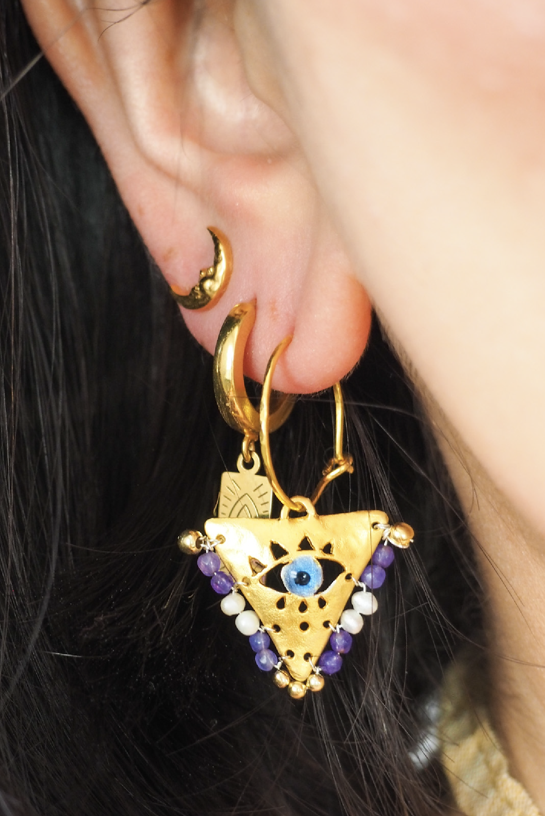 Filaxto Earrings made by Greek brand Amaya Jewels, sold by Selini.