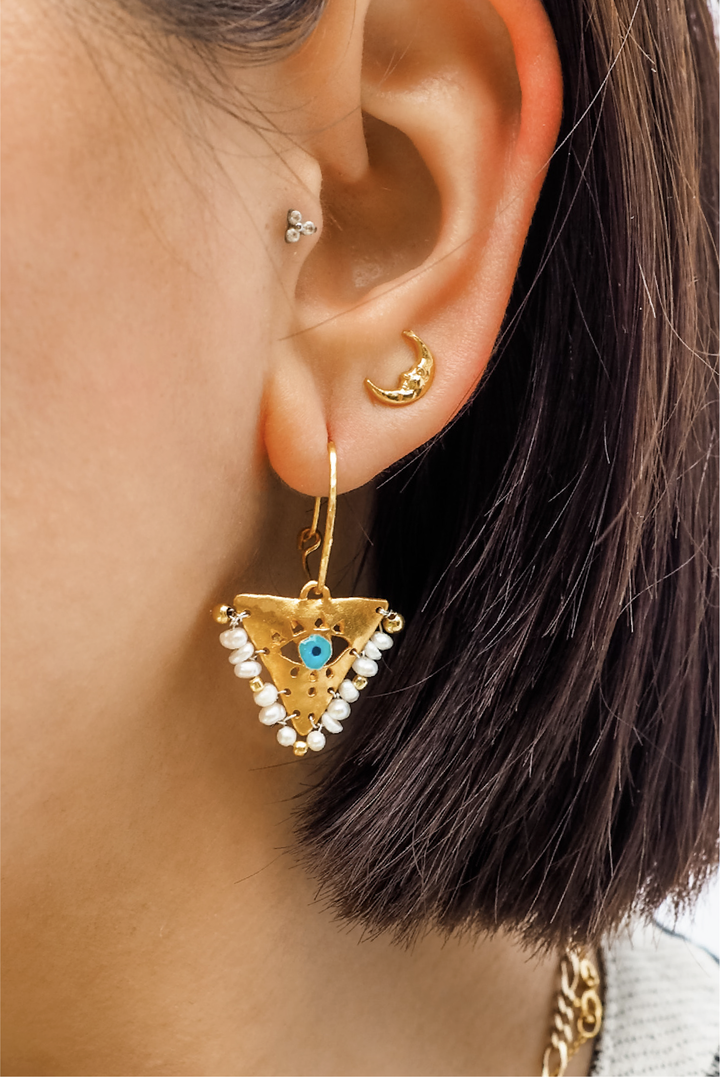 Filaxto Earrings made by Greek brand Amaya Jewels, sold by Selini.