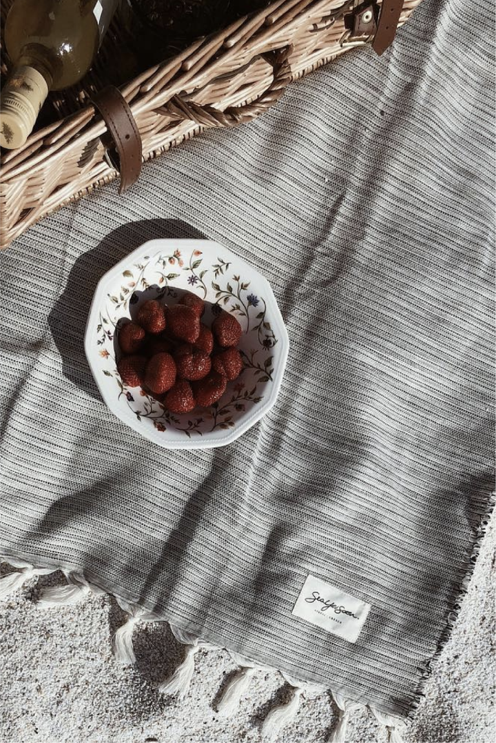 Fino Towel in Black made by Greek brand Sea You Soon, sold by Selini.