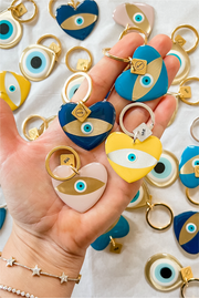 Made in Greece. Evil Eye Key Ring. Heart Key Ring. Colorful Accessory. 