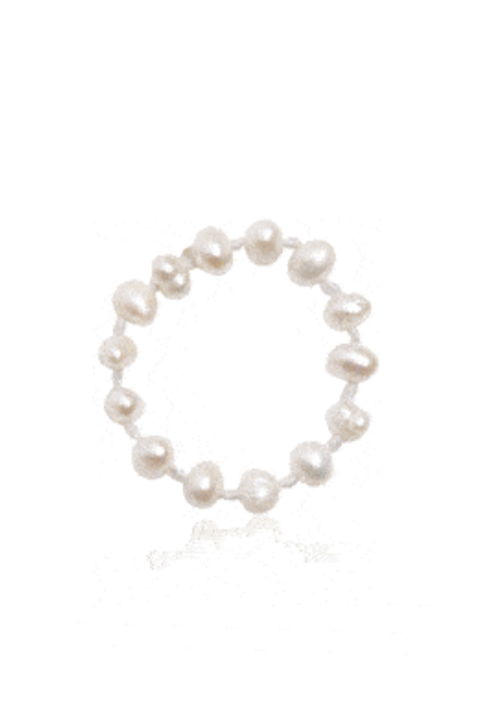 Knotted Pearl Ring in White