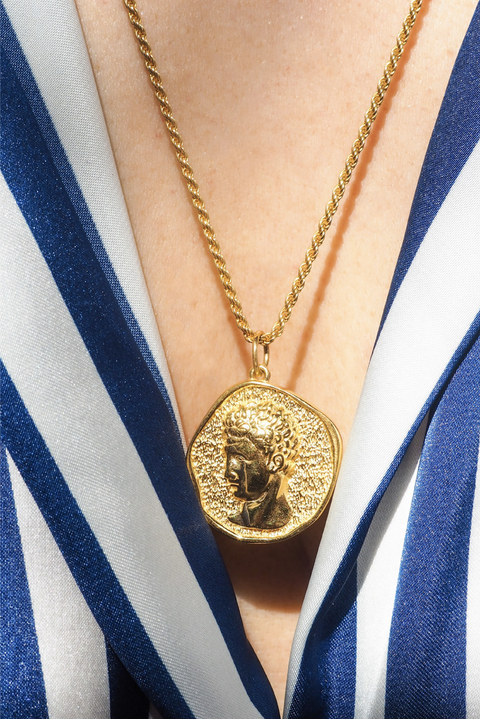 Made in Greece. Gold Plated Silver. Large Pendant Necklace. Statement Greek Jewelry. 