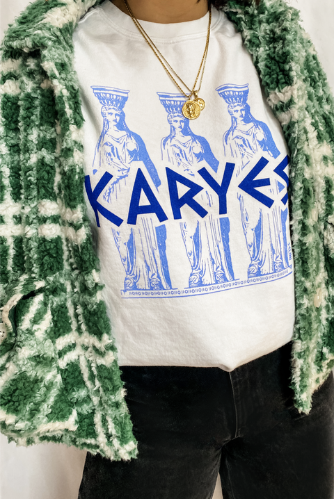 Selini Classic. 50% Cotton, 50% Polyester.  Karyes Location Sweatshirt. Greek Inspired Design.