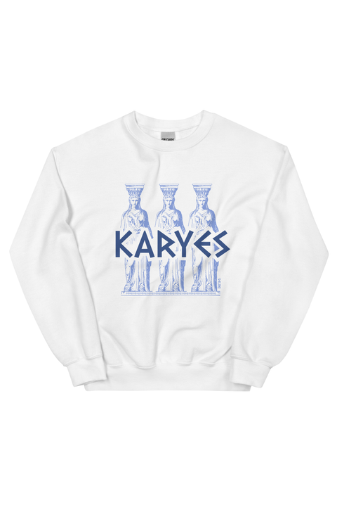 Selini Classic. 50% Cotton, 50% Polyester.  Karyes Location Sweatshirt. Greek Inspired Design.
