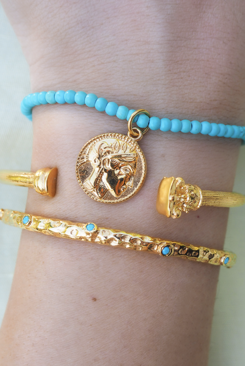 Made in Greece. Gold Plated Brass. Classic Cuff. Selini Stack. 