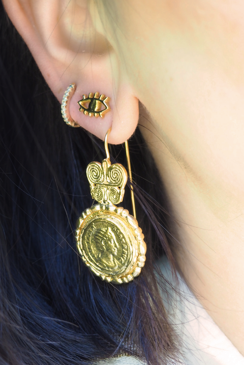 Made in Greece. Gold Plated Brass. Statement Earrings. Dangle Earrings. 
