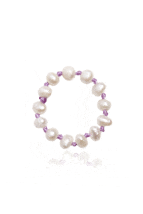 Made in Greece. Freshwater Cultured Pearls. Nylon Thread. Simple Stack Ring.