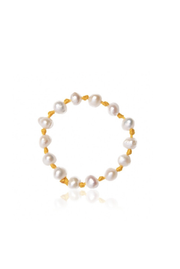 Made in Greece. Freshwater Cultured Pearls. Nylon Thread. Simple Stack Ring.