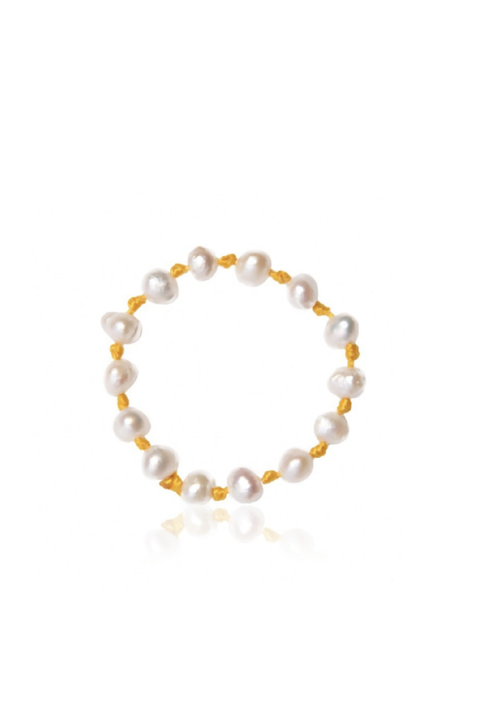 Made in Greece. Freshwater Cultured Pearls. Nylon Thread. Simple Stack Ring.