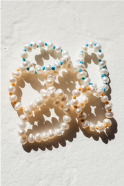 Made in Greece. Freshwater Cultured Pearls. Nylon Thread. Simple Stack Ring.