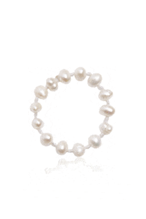 Made in Greece. Freshwater Cultured Pearls. Nylon Thread. Simple Stack Ring.