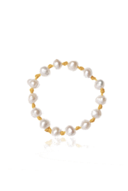 Made in Greece. Freshwater Cultured Pearls. Nylon Thread. Simple Stack Ring.