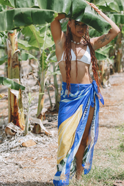 Made in Italy Silk and Cotton Blend Fabric. Summer Staple. Large Lemon Sarong.