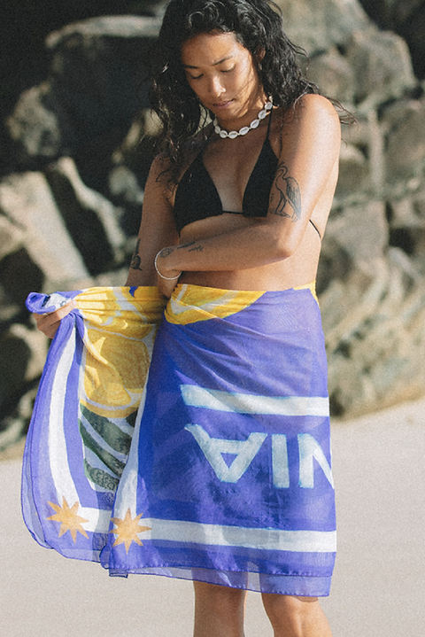 Made in Italy Silk and Cotton Blend Fabric. Summer Staple. Large Lemon Sarong.