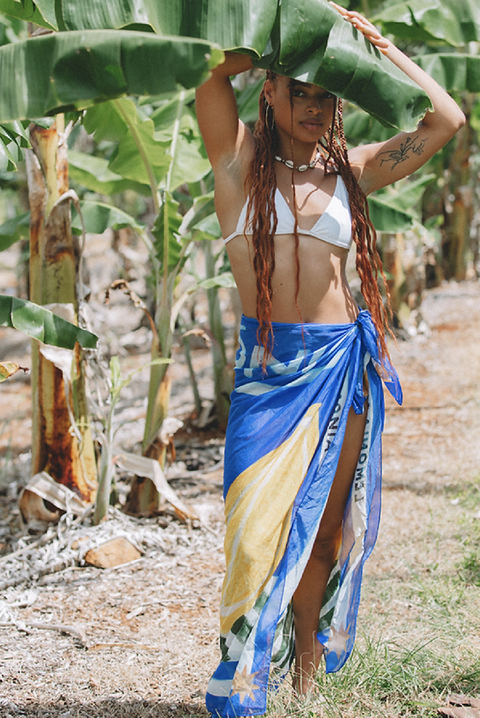 Made in Italy Silk and Cotton Blend Fabric. Summer Staple. Large Lemon Sarong.