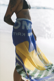 Made in Italy Silk and Cotton Blend Fabric. Summer Staple. Large Lemon Sarong.