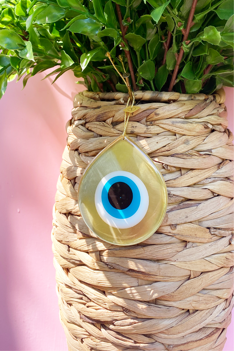 Made in Greece. Mati Drop Charm. Medium Bronze Evil Eye Charm. Greek Decor. 